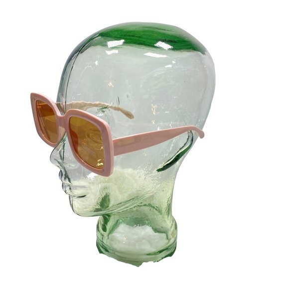 Pastel Pink Square Block Frame Sunglasses - Picture 4 of 4